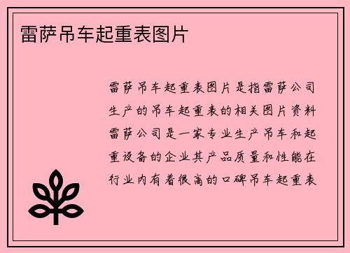雷萨吊车起重表图片